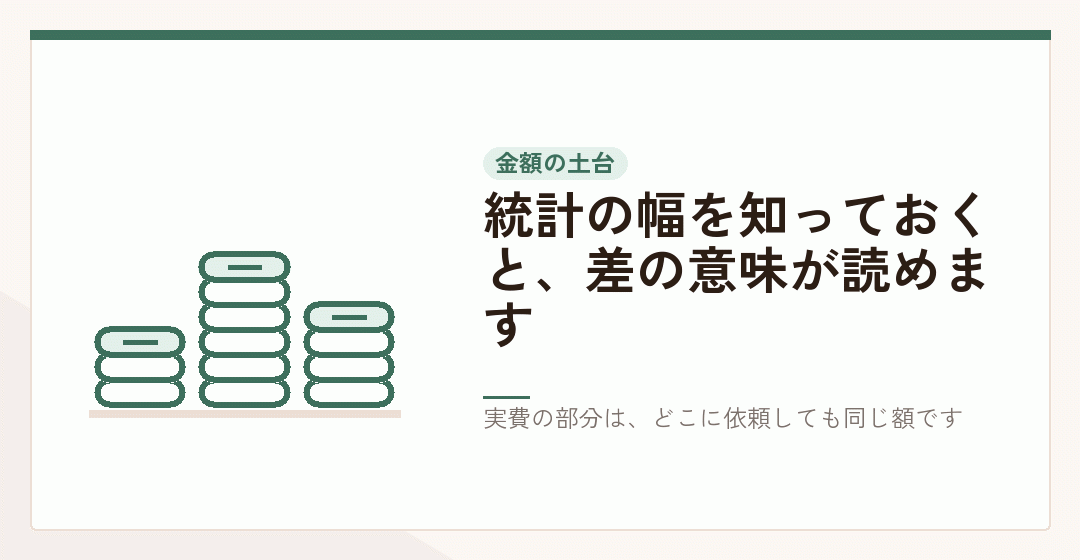 公表されている統計の幅を土台にすることを表したイラスト