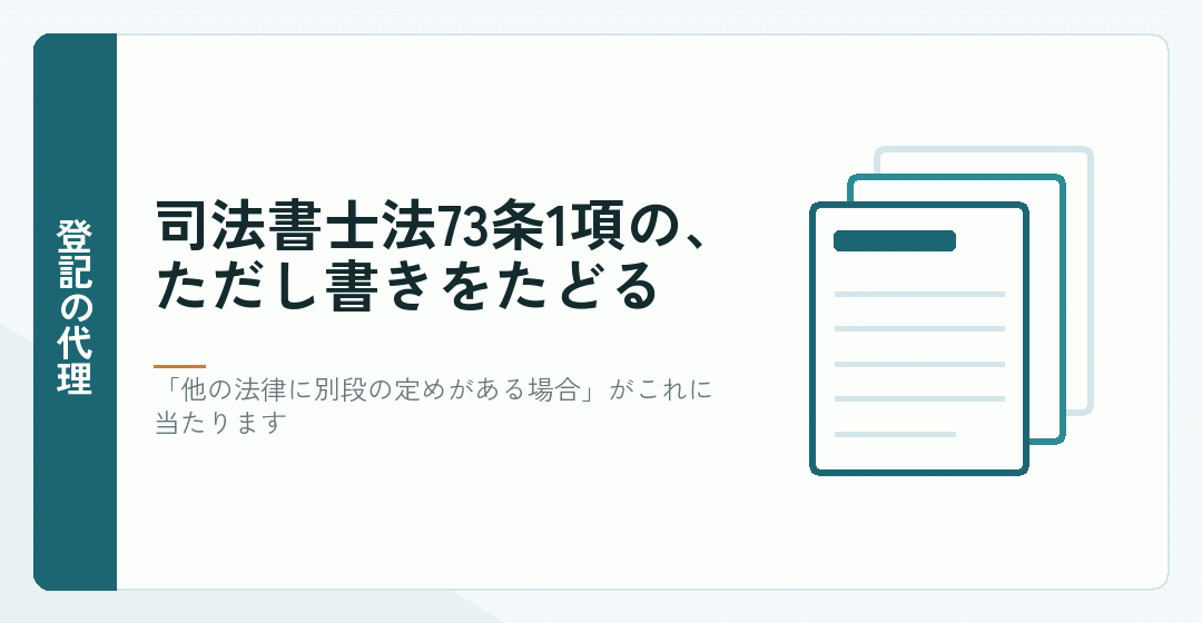 司法書士法73条1項のただし書きをたどるイラスト