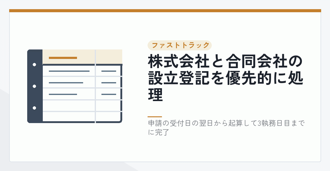 設立登記のファストトラック化を表したイラスト