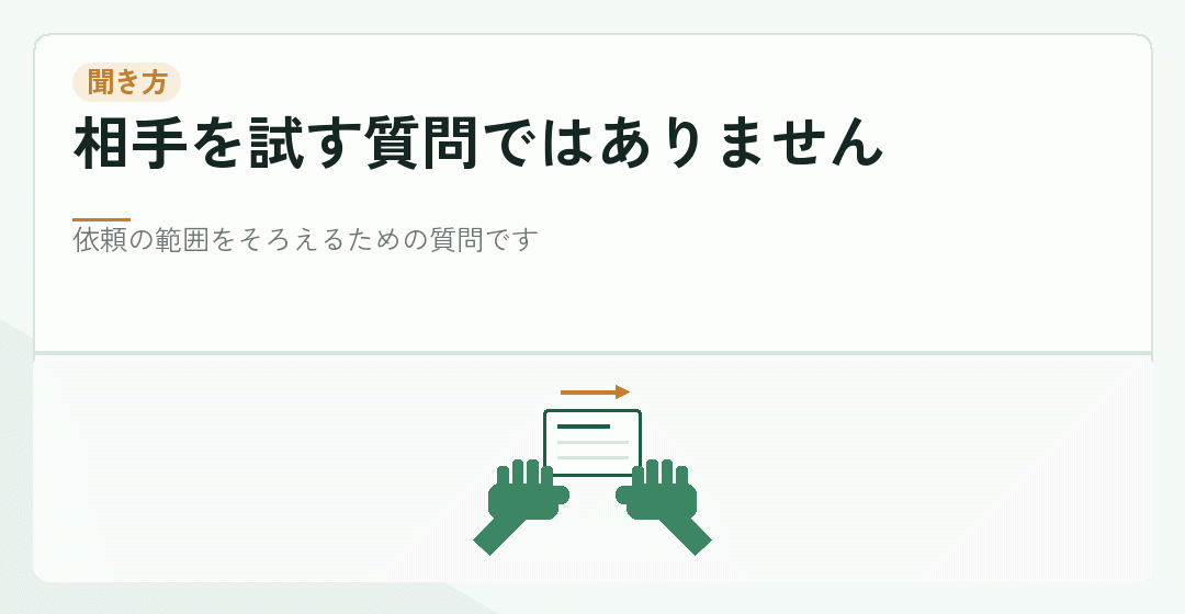 依頼の前に聞くことを表したイラスト