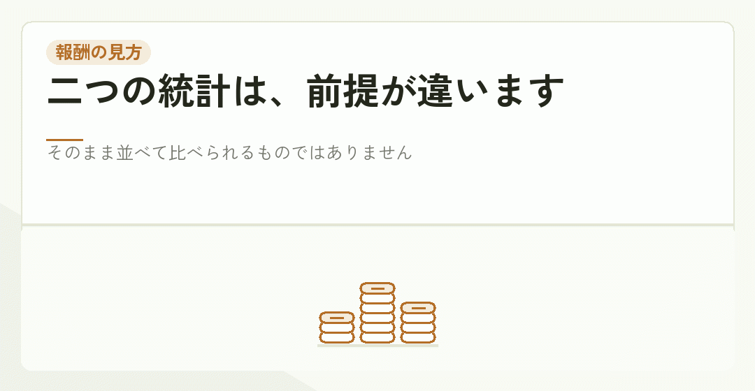 行政書士と司法書士の報酬統計が別々であることを表したイラスト