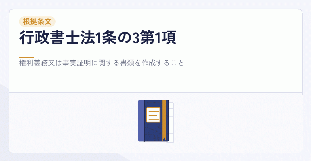 行政書士法の条文が定款の作成を業務としていることを表したイラスト