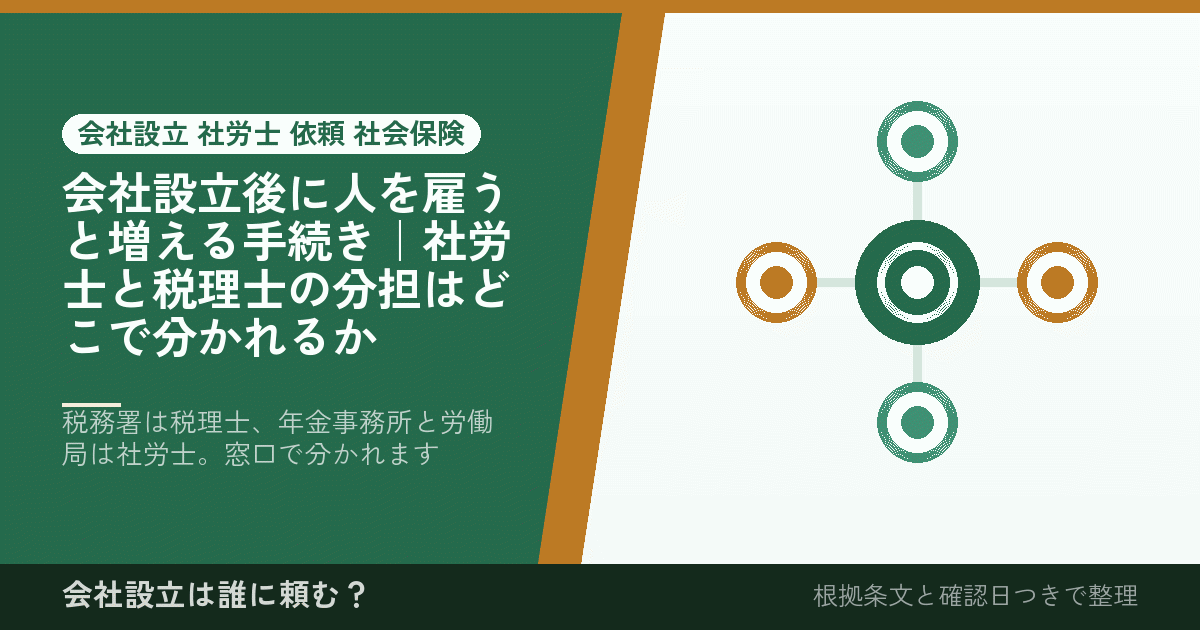 会社設立後に人を雇うと増える手続き｜社労士と税理士の分担はどこで分かれるか