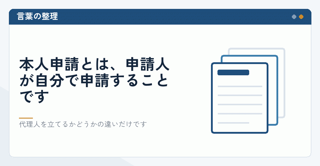 本人が自分で会社設立の申請をする形を表したイラスト