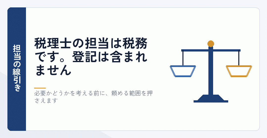 会社設立の手続きごとに担当できる専門家を天秤で整理したイラスト