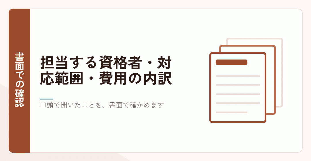 契約前に書面で確かめる項目を表したイラスト