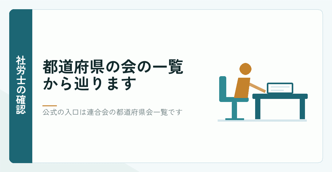社会保険労務士の登録を確かめる手順を表したイラスト