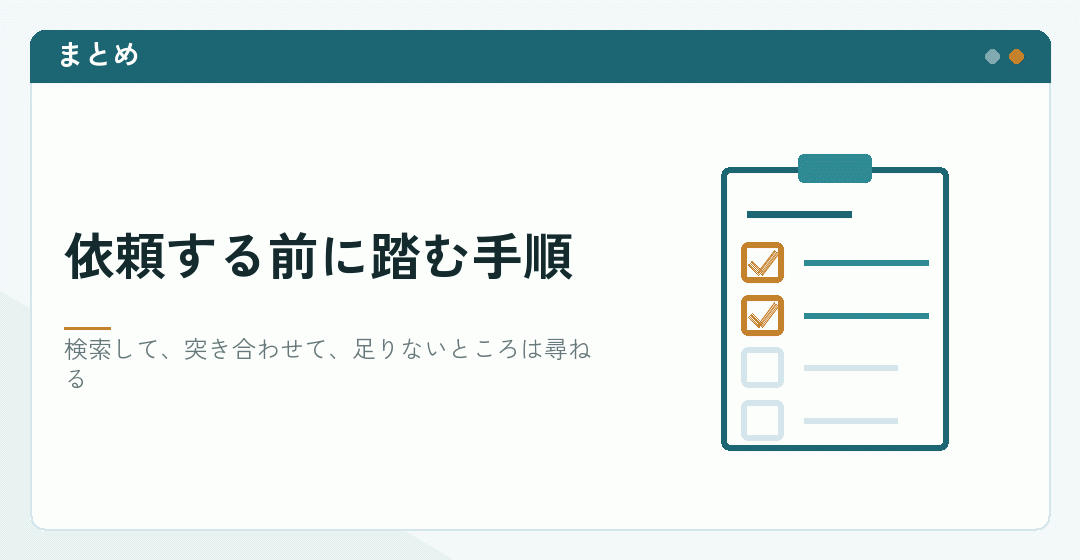会社設立の依頼前に踏む確認の手順を表したイラスト