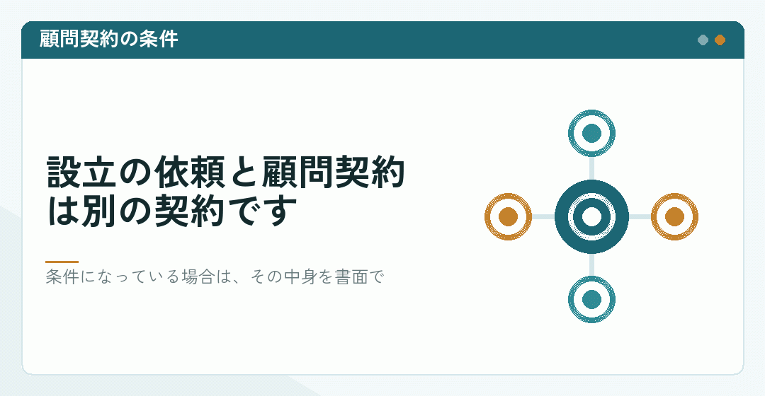顧問契約が条件になっている場合の確認を表したイラスト