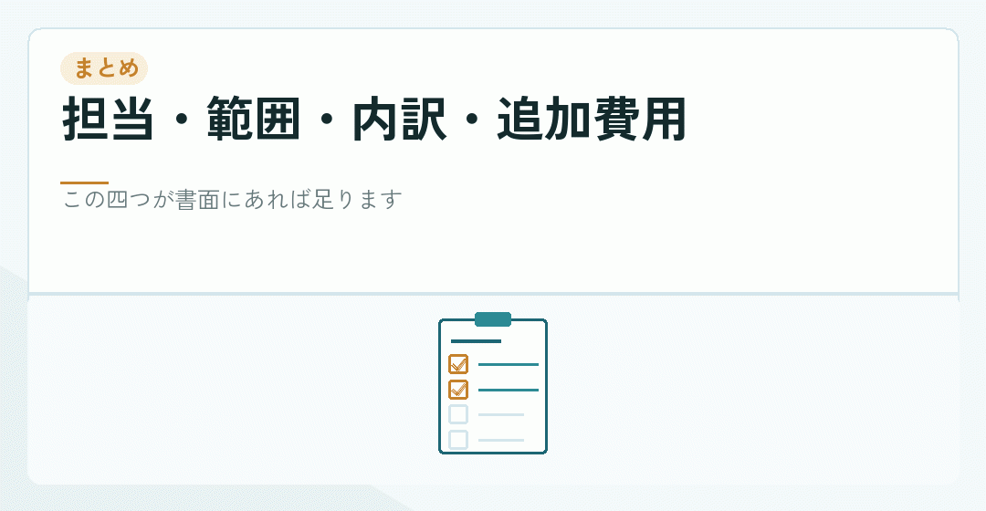 書面で確かめる項目のまとめを表したイラスト