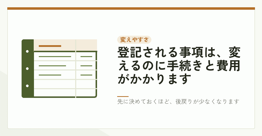 変えやすい項目と変えにくい項目を分けたイラスト