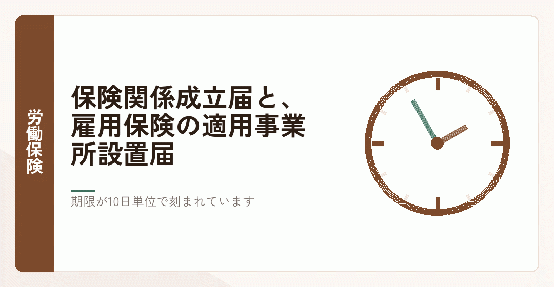 労働保険と雇用保険の届出の期限を表したイラスト