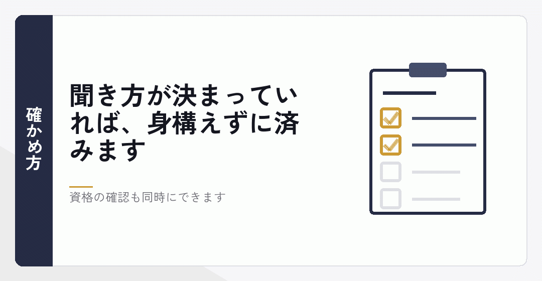 依頼の前に確かめる質問を並べたイラスト