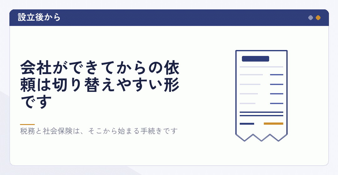 設立後の届出から依頼する形を表したイラスト
