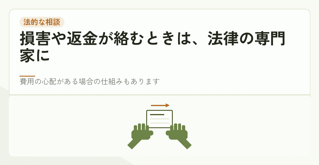 法テラスや弁護士会への相談を表したイラスト