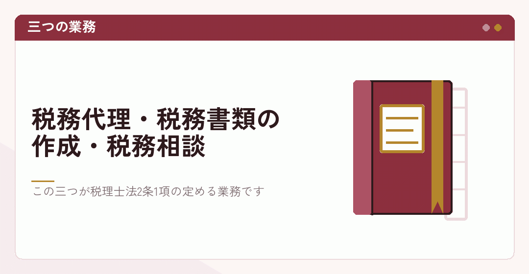 税理士法が定める三つの業務を表したイラスト